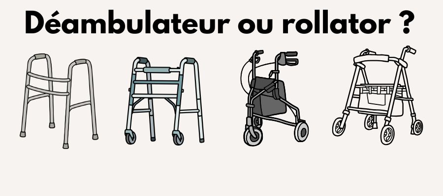 déambulateur ou rollator ? illustration comparative