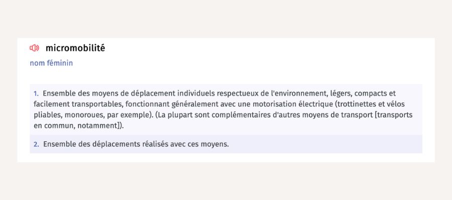 définition micromobilité Larousse 2026